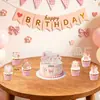 Banderola Rosa con Lazo de Rosa Transfronteriza Set de Decoración de Mesa para Fiesta de Niña Cumpleaños
