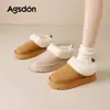 Botas de Neve Augu Shiden Cano Baixo para Mulheres 2026 Novo Outono e Inverno Sola Grossa Slip-On Forradas com Lã Acolchoadas Peludas Sapatos de Algodão