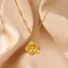 Collar Colgante Flor de Brújula Mariposa de Venta Caliente Transfronteriza Europea y Americana Acero Inoxidable Chapado en Oro de 18K Moda Joyería para Mujer