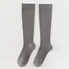 Meias de Compressão de Fibra de Bambu para Esportes e Fitness, Meias de Compressão para Panturrilha de Cor Sólida Respiráveis, Meias de Compressão Longas para Panturrilha para Corrida e Pular Corda