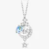 Collar de piedra lunar con diseño de estrella y río para mujer, moderno, ligero, de lujo, con cadena de clavícula con diseño de estrella, luna y planeta.