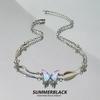 Collar de Mariposa Degradado Accesorios Choker para Mujer Collar Cadena Clavícula Sentido del Diseño Y2K 2024 Nuevo