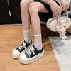 Tênis Casuais Plataforma Aumenta Altura 6cm para Mulheres, Novo de Verão 2026 Leve Versátil Cadarço Couro Genuíno Sapatos Brancos