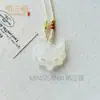 Colgante de Zorro de Calcedonia Blanca Hielo Natural para Mujer, Colgante de Ágata de Color Bonito, Colgante de Jade Flor de Durazno, Tallado por Ambas Caras