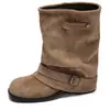 Comercio exterior transfronterizo talla grande 2026 nuevas botas cortas de vaquero occidental Maillard apiladas con doble hebilla y caña plisada para mujer