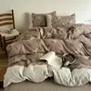 Juego de Cuatro Piezas con Borde de Encaje Vintage Clase A, Engrosado Otoño e Invierno, Fresco Juego de Ropa de Cama de Lino Floral
