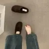 Primer Encuentro Temporada Retro Gris Lana Birkenstock Zapatos Mujer Otoño/Invierno Ropa Exterior 2026 Nuevo Sin Cordones Persona Perezosa Plus Terciopelo Medio Abiertos Zapatos