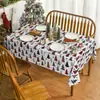 Navidad Hogar Sala de Estar Mesa de Comedor Atmósfera Decoración Mantel Impreso Muñeco de Nieve Árbol de Navidad Mantel Largo Venta al por Mayor