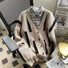 Cárdigan de Punto para Hombre con Cuello en V Bloques de Color Holgado Casual Abrigo Suéter Nuevo Estilo Primavera y Otoño Moda para Hombre Ropa de Punto Cálida