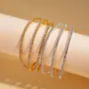 Pulsera Abierta de Tres Capas Incrustada con Diamantes Estilo Retro Europeo y Americano, Exquisita Elegante, Pulsera Geométrica, Lujo Accesible, Joyería de Mano de Nicho de Gama Alta