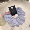 Goma para el pelo fruncida con estampado floral fresco para mujer, Suave y femenina goma para coleta, Accesorio para el pelo de tela que no daña el cabello