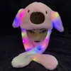 Gorra de felpa con orejas de conejo luminosas para apretar a mano, con bolsa de aire, orejas móviles, gorra de dibujos animados para padres e hijos