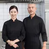 Roupa de Trabalho para Chef de Cozinha de Cor Pura para Catering Masculina de Manga Longa para Outono e Inverno Roupa para Padeiro Confeiteiro Fabricante de Bolo