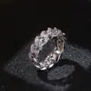 Joyería Popular Transfronteriza Europea y Americana Hip-Hop Anillo de Cadena de Zirconia Anillo Cubano 8mm Oro Galvanizado Anillo para Hombre