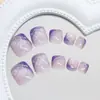Amuleto roxo claro gelo através de flash fino limpo flores delicadas estilo ins europeu e americano unhas dos pés removível 24 peças