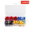Comercio electrónico transfronterizo fuente 102 piezas en caja traje de terminales de crimpado en forma de anillo de cuatro colores combinación de terminales preaislados de prensado en frío