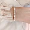 Pulsera elástica de cuentas redondas estilo coreano para mujer, moda retro, corazón de amor, estrella, pulsera de perlas, joyería de mano elegante y creativa