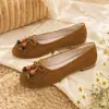 Zapatos planos de mujer estilo francés con punta fina, mocasines slip-on de punta cuadrada con suela blanda, zapatos de mujer antideslizantes, bailarinas con borlas