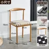 Silla de Comedor Hogareña Nueva Simple Hierro Forjado Cuerno de Toro Silla Taburete Casual para Estudio Madera Maciza Imitación Silla con Respaldo Comercial para Catering