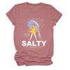 Estación Independiente de Ebay Europea y Americana Ropa Casual y Cómoda para Mujer Salada Todo Allí Sabores Camiseta de Manga Corta con Cuello Redondo