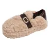 Zapatos de Algodón de Invierno US de un paso 2026 Zapatos de Piel para Mujer Doble Uso Suela Gruesa Rad Nuevo Estilo Calidez con Peluche Hebilla de Cuero