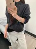 Nuevo cárdigan de lana de cachemira grueso y cálido de invierno con cuello medio alto, suéter de punto para mujer con botones, suéter de lana