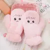 Peluche Lindo Coreano más terciopelo acolchado cálido temporada de otoño e invierno dibujos animados estudiantes suave lindo montar guantes de dedo completo protección contra el frío