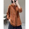 Camisa Longa de Manga Longa Solta de Cor Pura Tamanho Grande Estilo Retrô Literário para Mulheres Primavera Cedo Versátil Básica Estilo Hong Kong Camisa Feminina