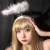 Faixa de Cabelo com Auréola de Anjo Pena Fofa Engraçada Presilha de Cabelo Super Fada Mori Online Celebração Fotografia Essencial Bola Acessórios de Cabelo para Festas