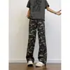 Streetwear Americano Hip Hop Hot Girl Design Calça Cargo Camuflada 2026 Novo Cintura Alta Emagrecedor Jeans Solto
