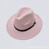 Fornecimento Transfronteiriço Chapéu Flat Top Amazon Chapéu de Feltro Cor Sólida Chapéu Jazz Retrô Britânico Chapéu de Gentleman de Aba Reta para Homens e Mulheres