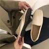 Zapatos de Cuero Estilo Coreano Ins Nuevos Cuadrados sin Cordones 2025 Otoño Versátiles Zapatos Perezosos para Mujer Uso de Dos Maneras Zapatos Planos