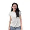 Camiseta Básica de Ombro Reto para Mulheres, Manga Curta, Novo Design de Verão, Estilo Nicho, Caimento Justo, Versátil, Top Pura Vontade, Estilo Ins