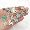 1 Colgante de Esmalte de Aleación Azul Lago Planeta Caracola Unicornio Lazo Pulsera Collar DIY Accesorios Zhongcheng
