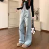 Jeans de Color Claro para Mujer 2025 Primavera Verano Pantalones de Pierna Ancha Letras Bordadas Diseño de Nicho Ajuste Delgado Sueltos Pantalones Mop