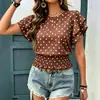 Camiseta de Manga Corta con Estampado de Lunares Redondo, Estilo Europeo y Americano, Nueva, Transfronteriza, Moda Casual, Primavera y Verano 2026