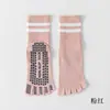 Nuevos Calcetines de Yoga para Barras Paralelas Antideslizantes de Otoño e Invierno Calcetines de Pilates para Interiores Calcetines Rayados de Cinco Dedos Calcetines Deportivos Largos con Dedos Separados para Mujer