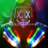 Máscara Luminosa de Halloween Máscara Negra en Forma de V Hacker Vengador LED Guantes Luminosos Accesorios Venta al por Mayor