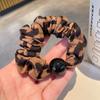 Vintage Fashion Leopard High-end Pearl Hair Cord Back of Head Hair Belt High Elastic Ponytail Hair Cord Women