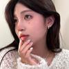 Pendientes de Piedra Ópalo Dulce Estilo Chanel para Mujer Exquisitos Versátiles Sentido de Alta Gama Pendientes de Aguja de Plata con Circonita Nuevos Pendientes Otoño e Invierno