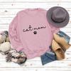 Estación independiente de Amazon Mamá gato perro estampado cuello redondo suelto letra Moda Suéter de manga larga para mujer al por mayor
