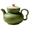 Tetera de Cerámica Pintada a Mano con Pequeño Diseño de Mandarina Verde para Uso Doméstico, Juego de Té Kung Fu con Filtro de Agujero de Bola, Tetera de Mano Estilo Antiguo