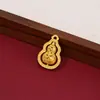 Novo Pingente Chaveiro de Cabacinho Dourado Tradicional Estilo Chinês com Oito Tesouros Vazados, Lótus da Riqueza e Acessórios de Bússola