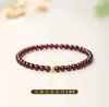 Pulsera de Círculo Único de Granate, Pulsera de Cristal Doble Círculo para Mujer, Cuentas Pequeñas de Arroz, Cuentas de la Fortuna, Regalo para Mejor Amiga en el Año de Nacimiento