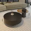 Mesa de Centro Redonda de Pizarra para Sala de Estar, Mesa Negra Minimalista Moderna de Lujo Ligero para Varios Tamaños, Minimalista Italiano Metabo