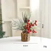 Decoraciones navideñas, ramos de flores artificiales, piñas, estacas de madera pequeñas, adornos para mesa de centro de sala y decoración de escritorio, arreglos hechos a mano DIY