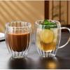 Taza de Vidrio de Doble Capa Rayada con Forma de Huevo, Taza Sencilla para Leche, Taza para Beber, Taza para Jugo, Taza de Vidrio Transparente para Café en Casa
