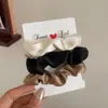 Scrunchie retrô com estampa de leopardo cor de café para outono, estilo coreano, moderno, versátil, elástico durável para rabos de cavalo e acessórios de cabelo