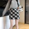 Falda Corta de Cuadros Línea A para Mujer Nueva Lana Otoño/Invierno 2026 Cintura Alta Ceñida al Cuerpo Petite Moda Casual
