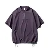 Camiseta Deportiva de Manga Corta con Media Cremallera para Hombre, Protección Solar, para Verano, Absorbente de Humedad, Secado Rápido, Color Sólido, Top Casual, Holgada, Marca de Tendencia